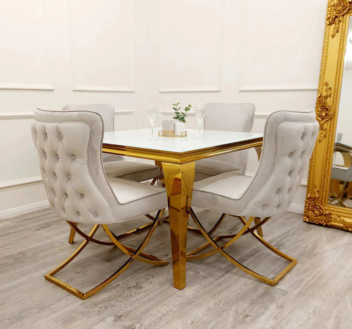 Sandhurst X Leg & Cross Leg Dining Chair In Gold