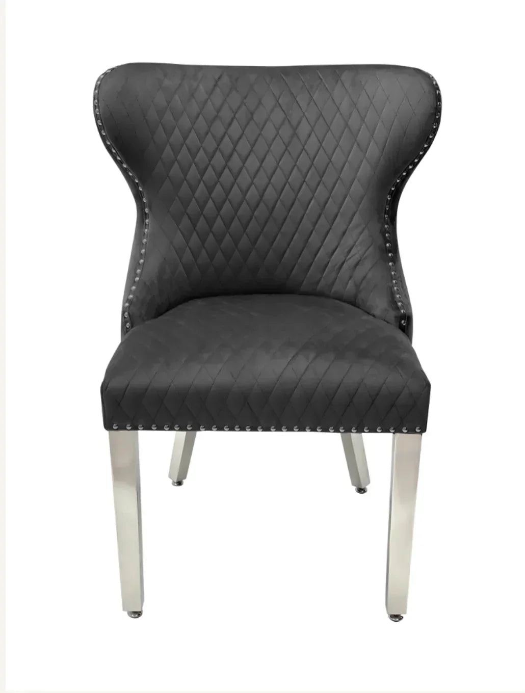 Louise Marble Dining Table 120x80cm Light Grey Table With 4 Valentino Dark Grey Lion Knocker Chairs