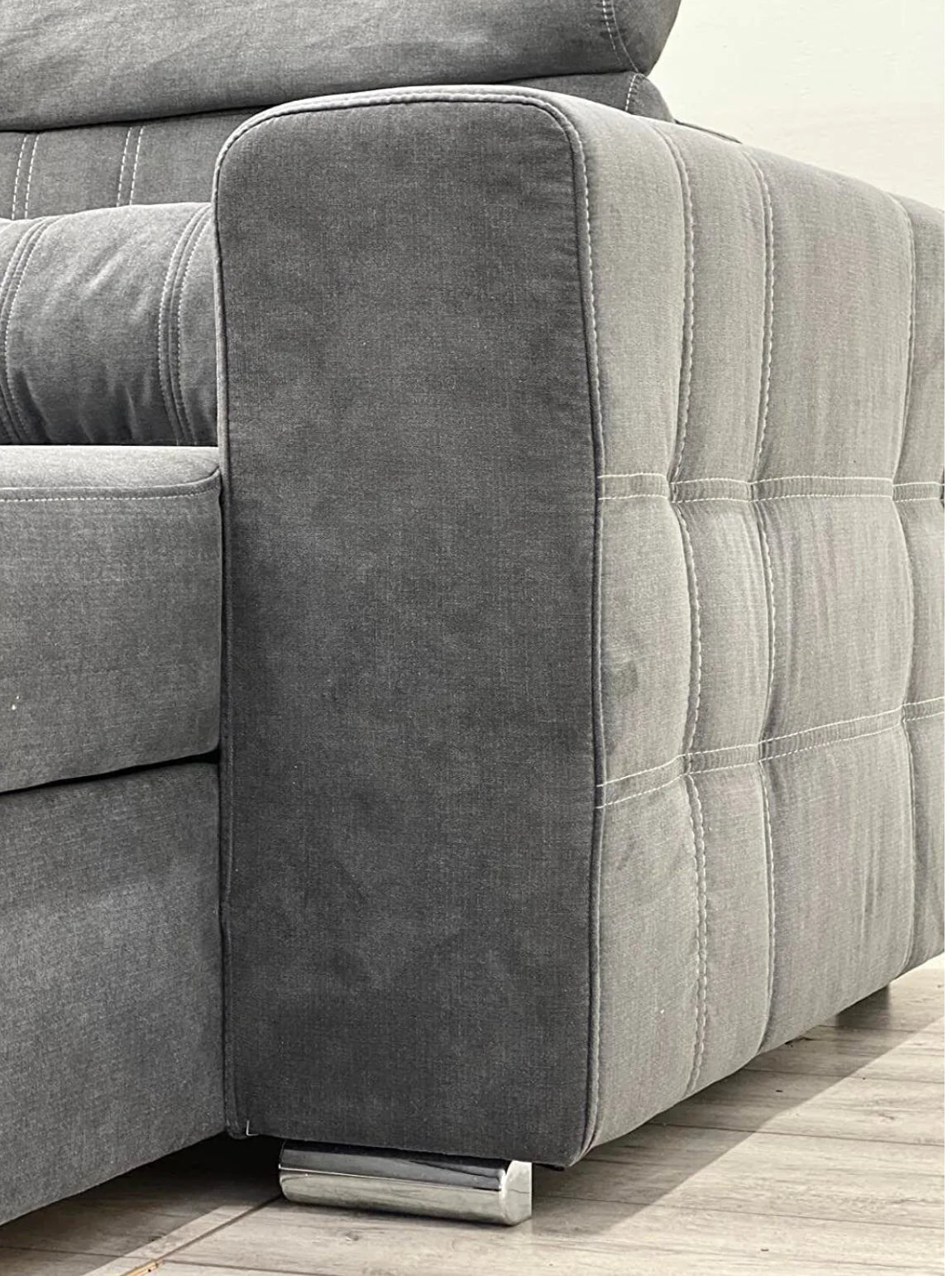 LUCA CORNER FABRIC SOFA BED WITH STORAGE- UNIVERSAL SIDE – GREY