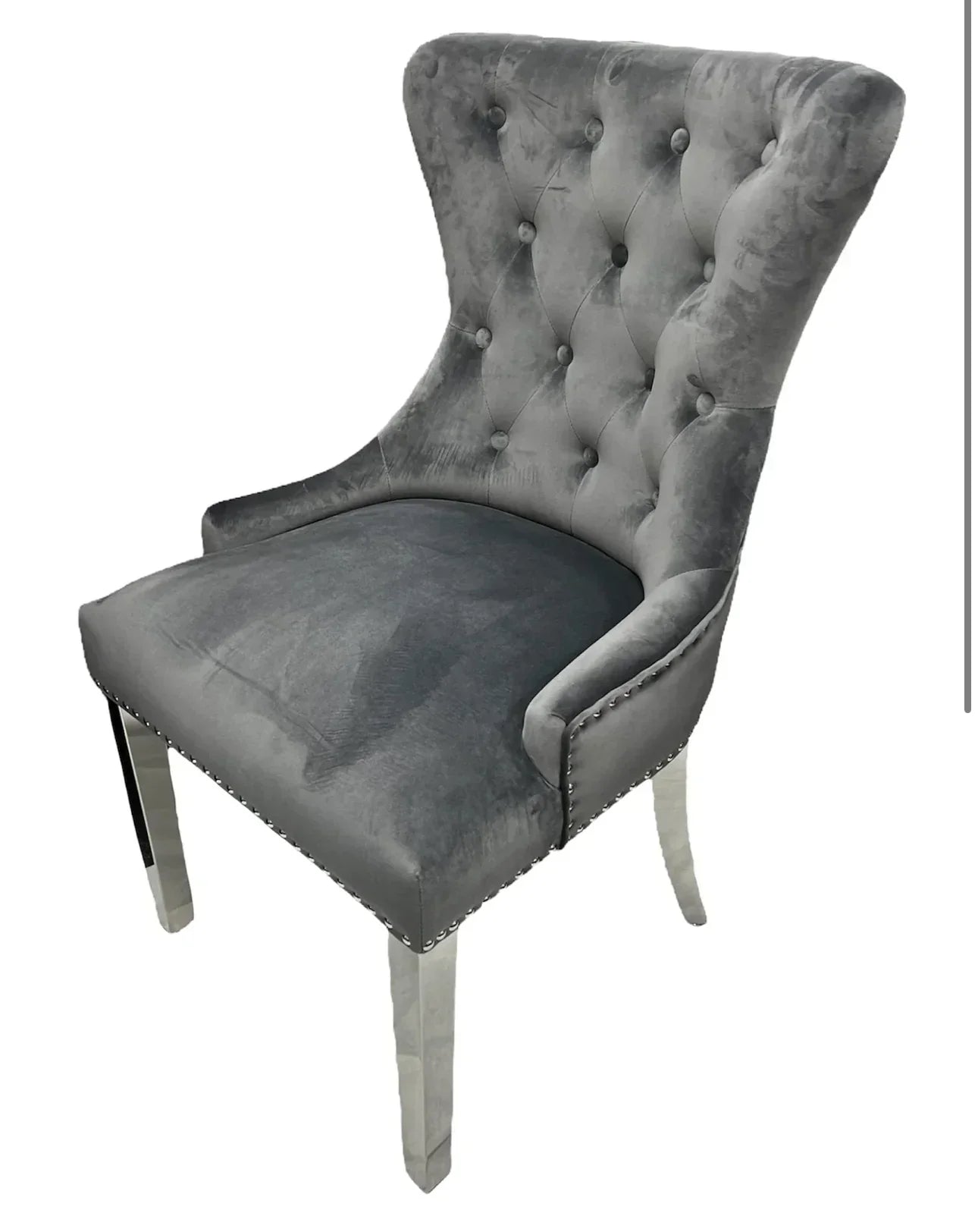 Arianna Marble Dining Table Light Grey Table With Jessica Silver Chairs