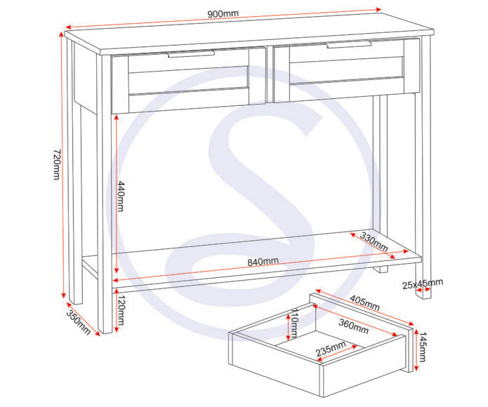 Corona Rattan 2 Drawer Console Table