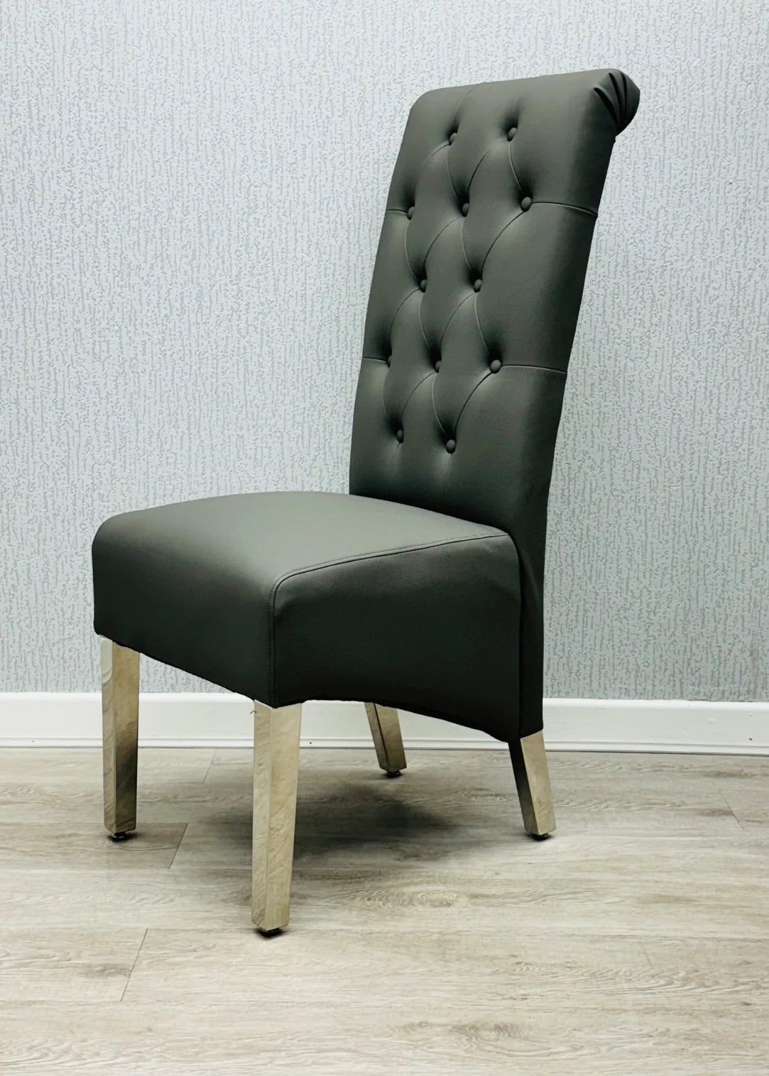 Sofia Grey Pu Leather Chair Lion Knocker