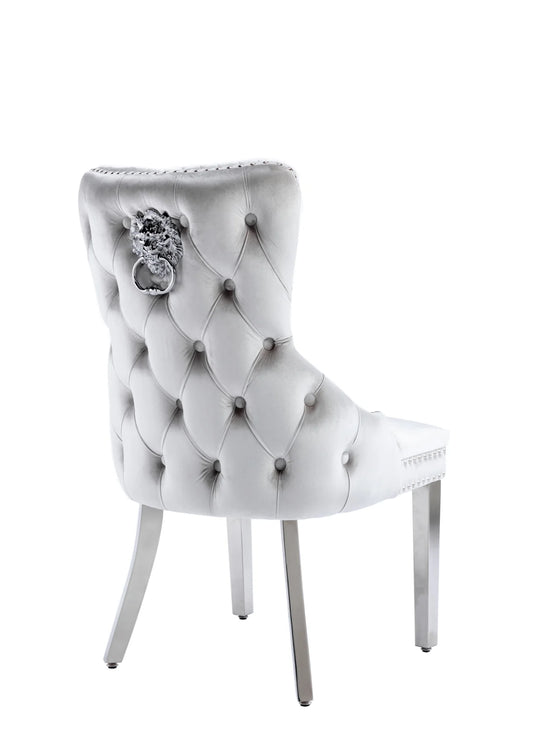 Victoria Dining Chair Light Grey Lion Knocker
