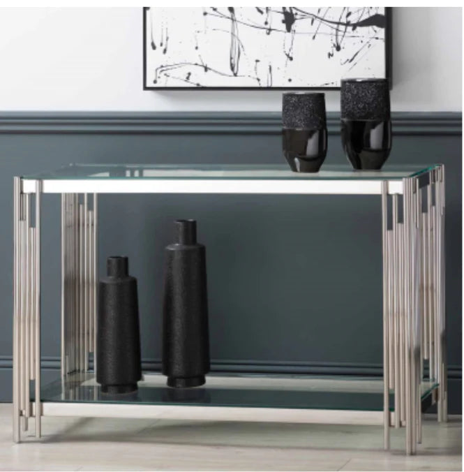 Cohen Steel Tubes And Glass Console Table