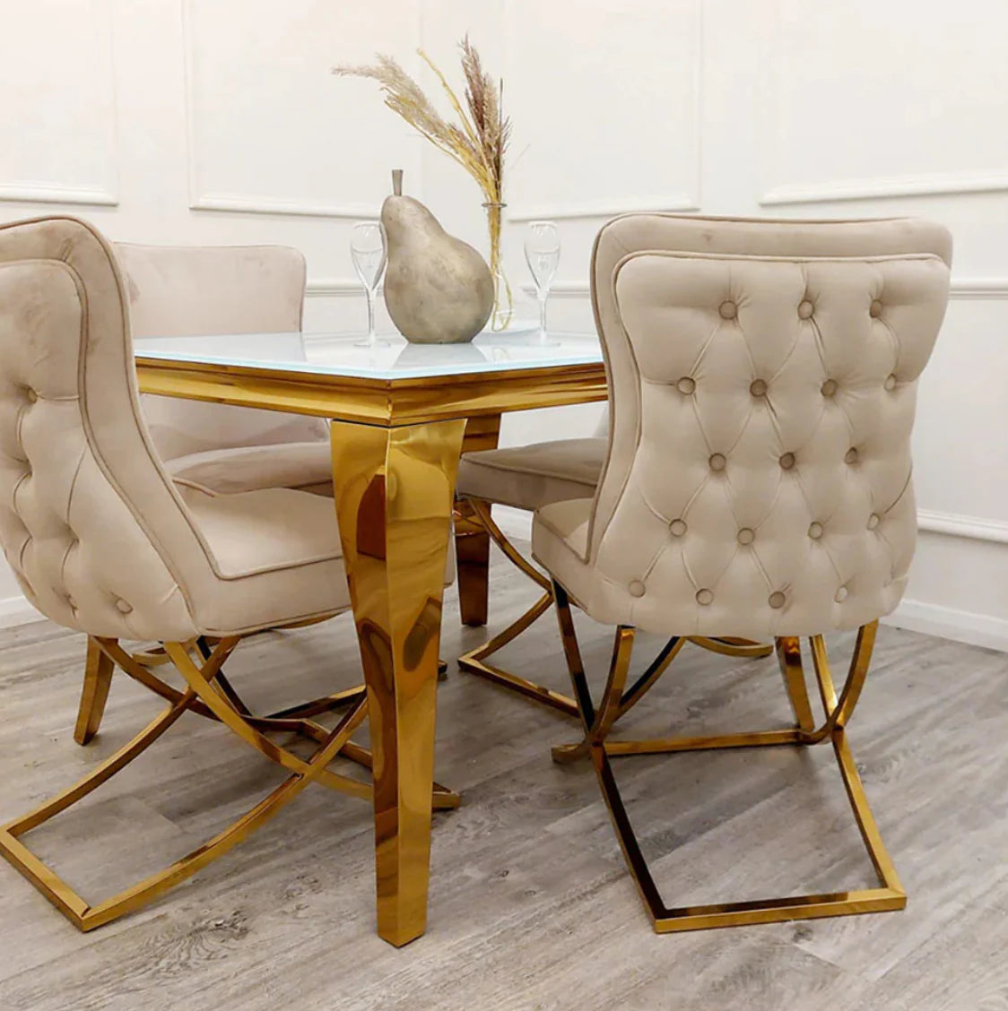 Sandhurst X Leg & Cross Leg Dining Chair In Gold