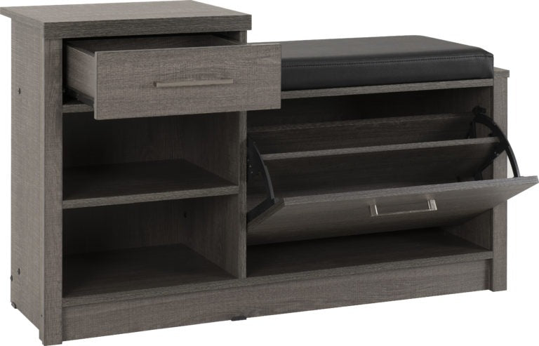 Black Wood Grain/Black Faux Leather