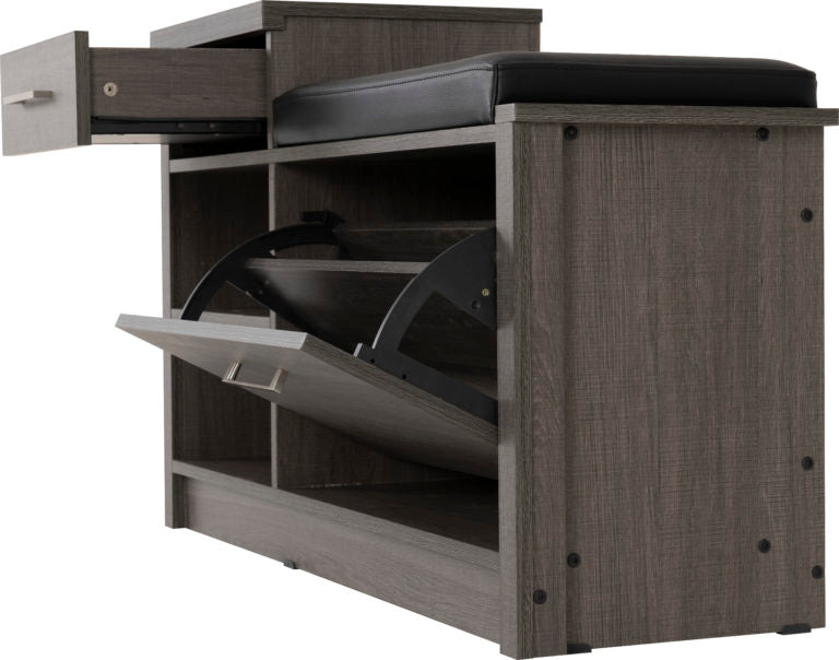 Black Wood Grain/Black Faux Leather