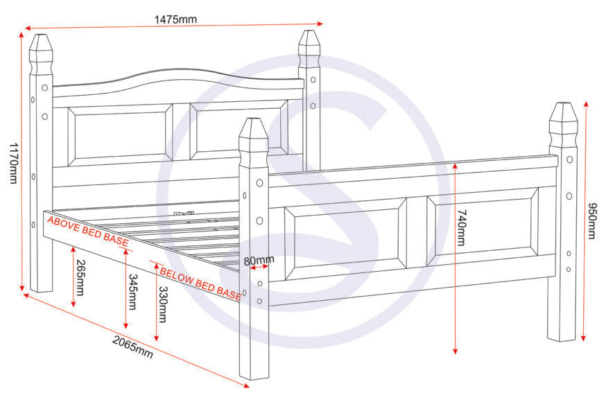 Corona 4'6" Bed High Foot End