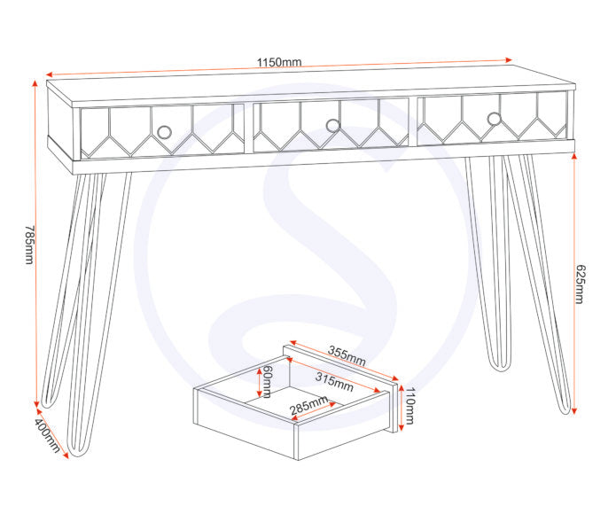 Ottawa 3 Drawer Console Table
