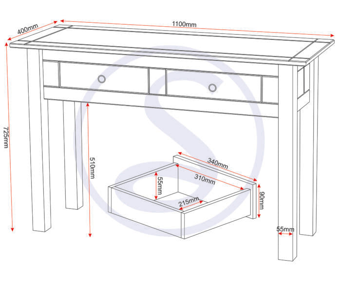 Panama 2 Drawer Console Table