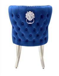 Rose 180cm Light Grey Marble Dining Table With Lion Knocker Chairs