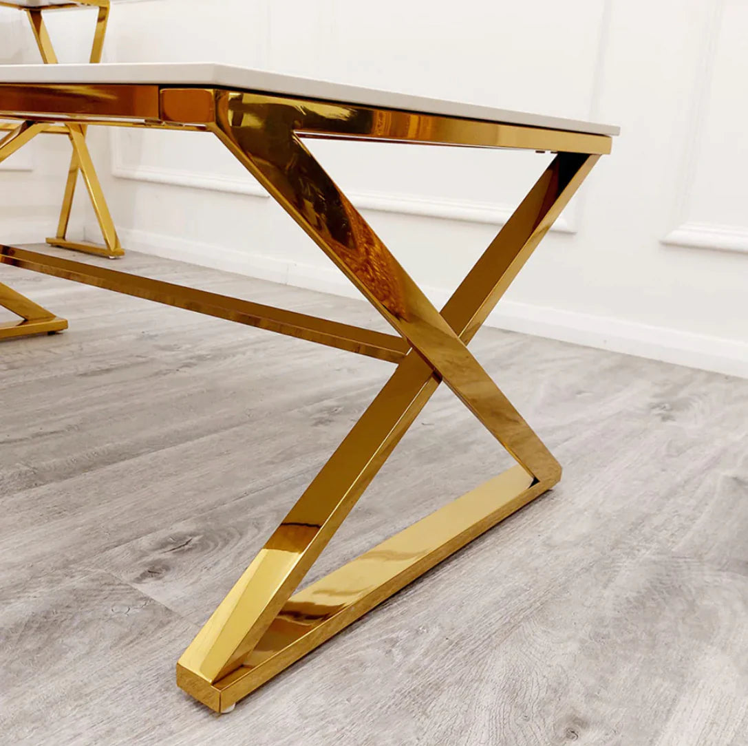 Zion Gold Coffee Table With Polar White Sintered Top