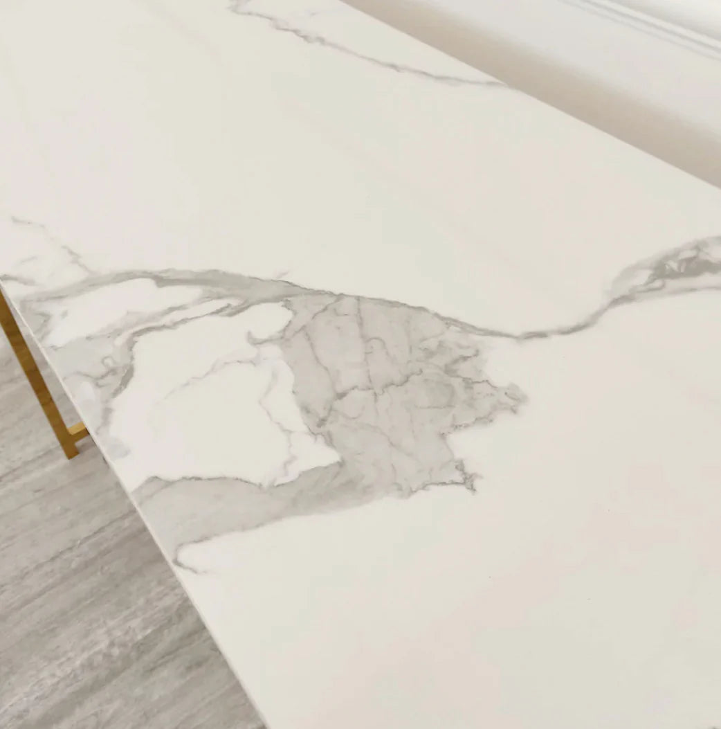 Geo Gold Console Table With Polar White Sintered Top