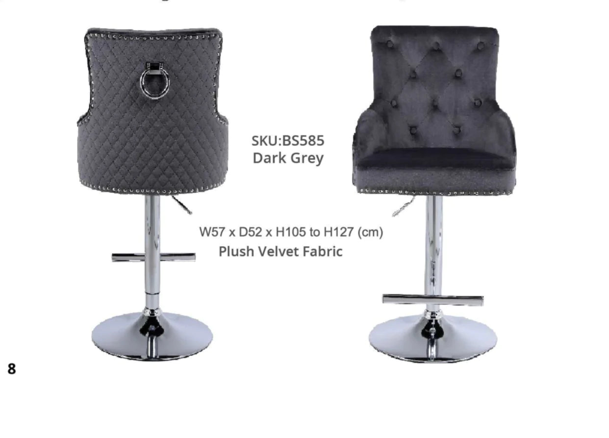 Majestic Dark Grey Ring Knocker Bar Stool Matching With Majestic Ring Knocker Chairs