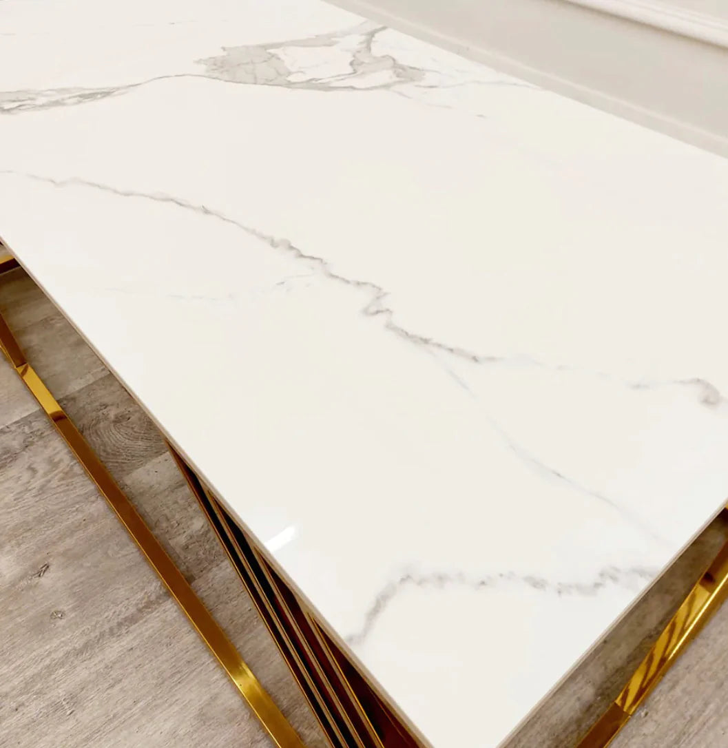 Azure Gold Coffee Table With Polar White Sintered Top
