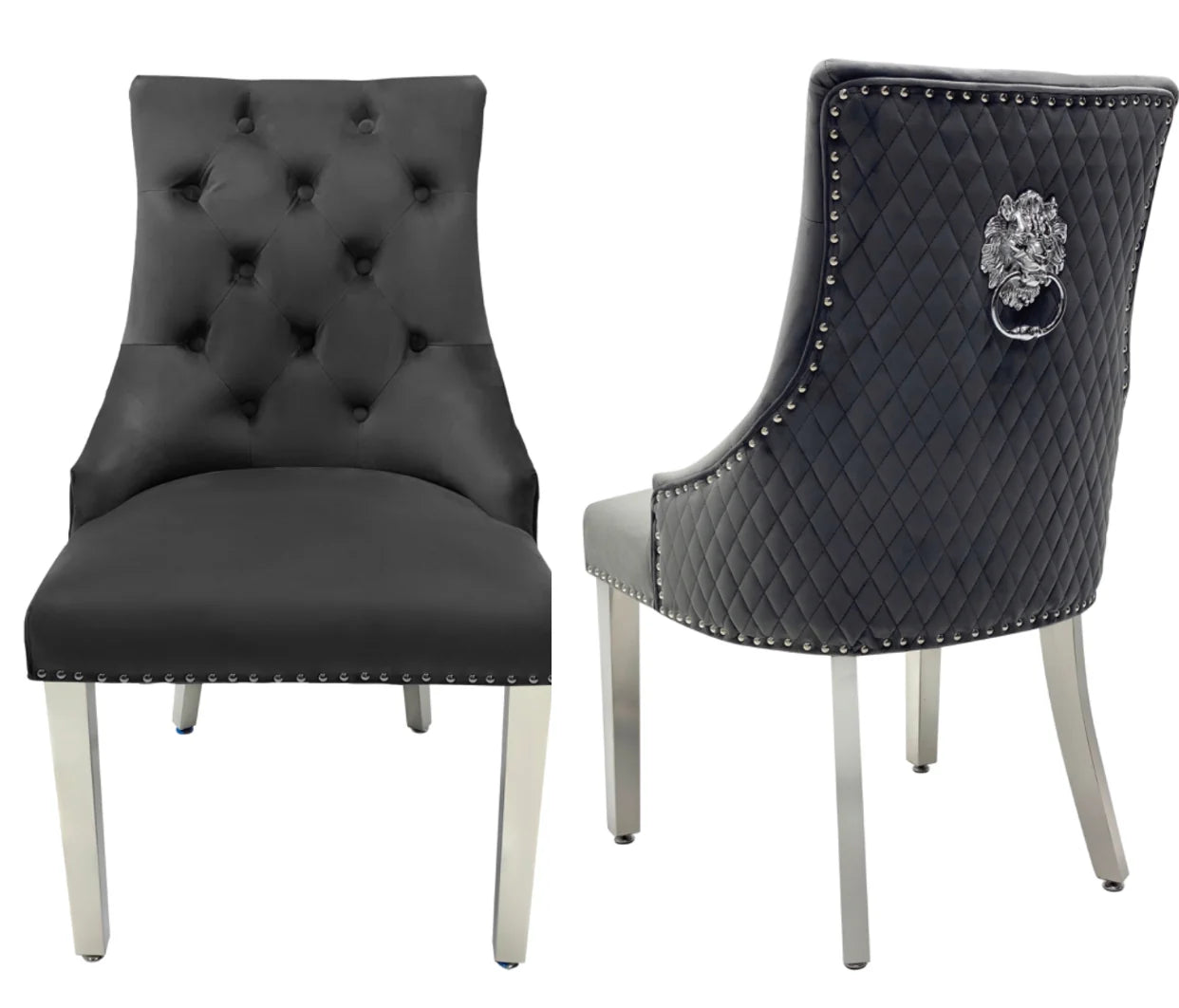 Louis Marble Dining Table 180cm With 4 Majestic Lion Knocker Chairs & Bench