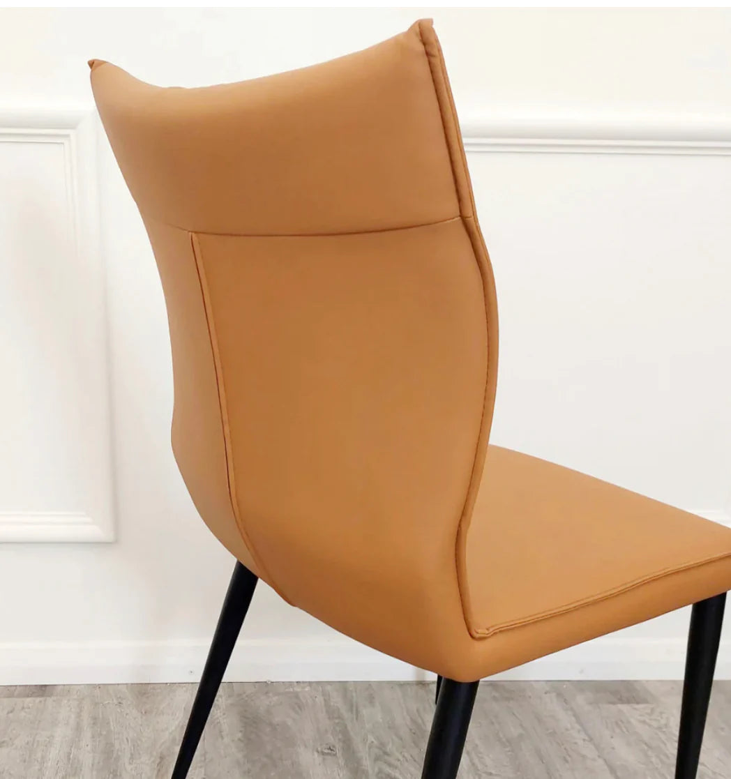 Flora Leather Dining Chair With Black Legs