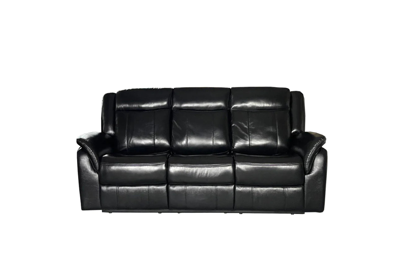 ALEX GENUINE LEATHER 3+2 SEAT RECLINER SOFA SET – BLACK