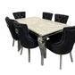 Louis White Marble Dining Table + Duke Dining Chairs Ring Knocker