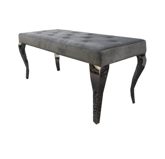 Louise Bench Dark Grey With Silver Leg