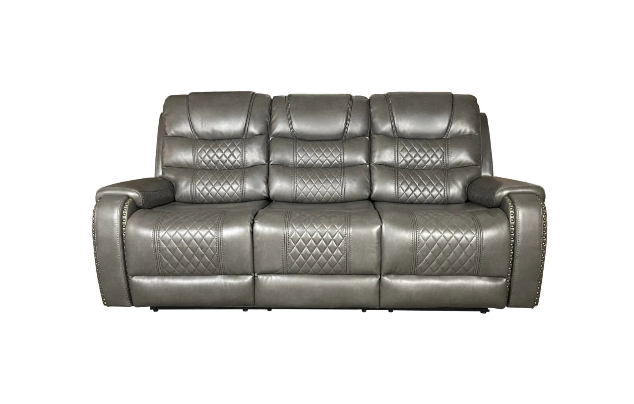 ALASKA 3+2 RECLINER LEATHER AIRE SOFA – BROWN