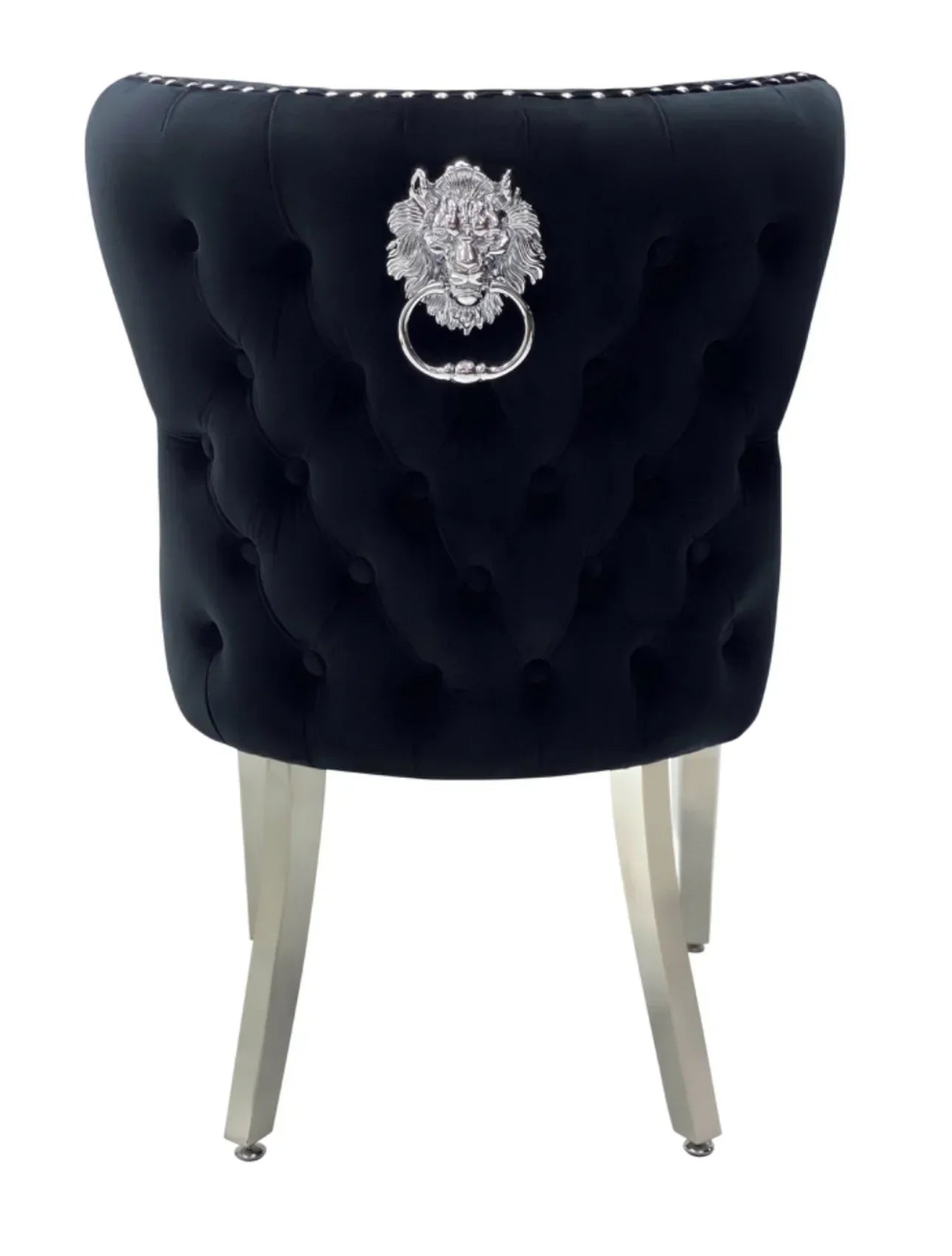 Ariel Marble Dining Table With Valentino Lion Knocker Chairs