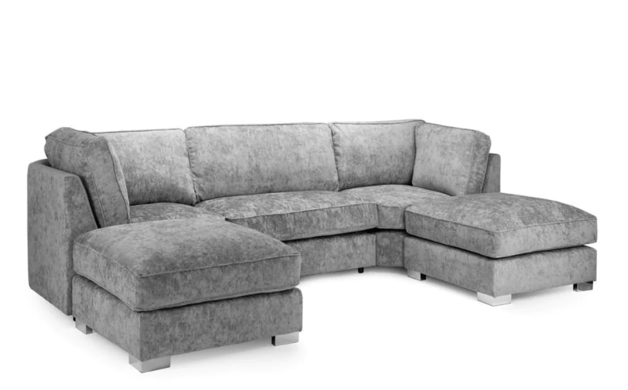 BISHOP U SHAPE FULL BACK CORNER FABRIC SOFA GREY