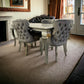 Louis Light Grey Marble Dining Table + Valentino Dark Grey Dining Chairs Lion Knocker