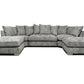 BISHOP U SHAPE FULL BACK CORNER FABRIC SOFA GREY