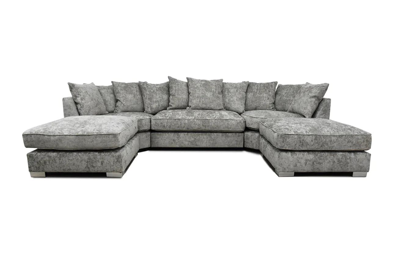 BISHOP U SHAPE FULL BACK CORNER FABRIC SOFA GREY