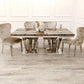 Athena Marble Dining Table + Valentino Mink Dining Chairs Lion Knocker