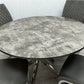 Round Dining Set Tokyo Table & 4 Dark Grey Chairs Grey Stone Effect Glass Table Top