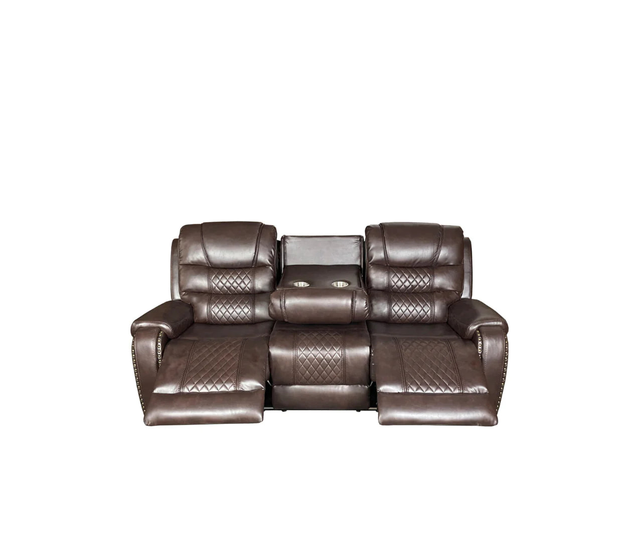 ALASKA 3+2 RECLINER LEATHER AIRE SOFA – BROWN