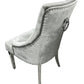 Ariana Marble Dining Table Light Grey + Jessica Dining Chairs Ring Knocker Light Grey