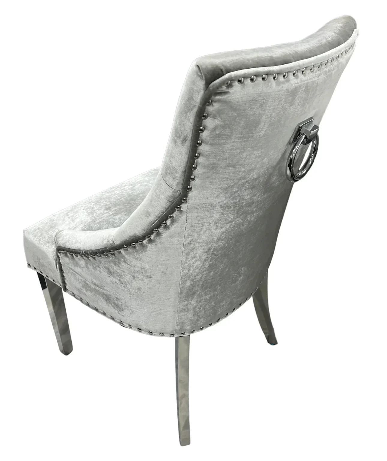 Arianna Marble Dining Table Light Grey Table With Jessica Silver Chairs