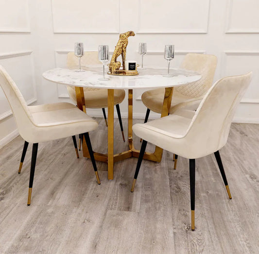 Lucien Gold 1.2 Round Dining Table With Sintered Stone Top