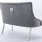 Majestic Grey PU Leather Silver Leg High Bench Lion Knocker