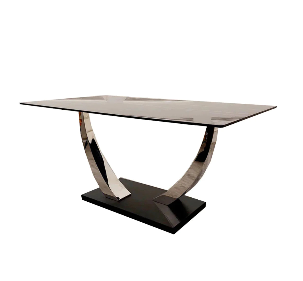 Venus 1.6 Chrome Dining Table With Black Sintered Stone Top