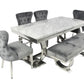 Arianna Marble Dining Table + Lewis Dining Chairs Dark Grey & Matching Bench Dark Grey