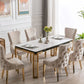 Sorrento Rectangle Ceramic Gold Table With White Marble