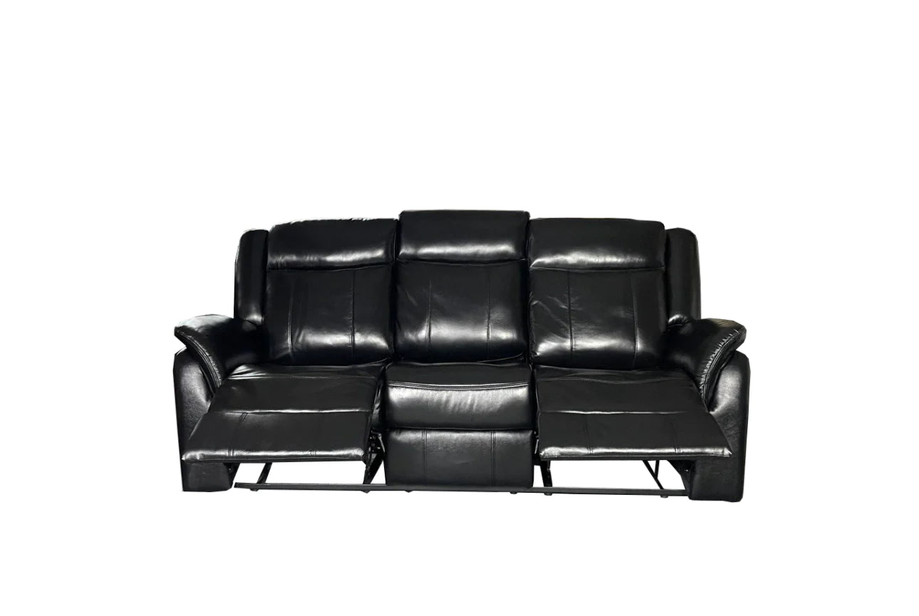 ALEX GENUINE LEATHER 3+2 SEAT RECLINER SOFA SET – BLACK