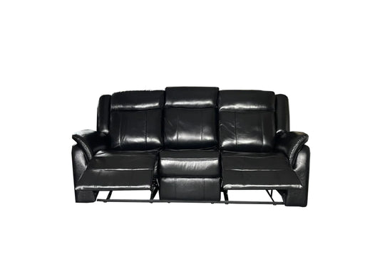 ALEX GENUINE LEATHER 3+2 SEAT RECLINER SOFA SET – BLACK