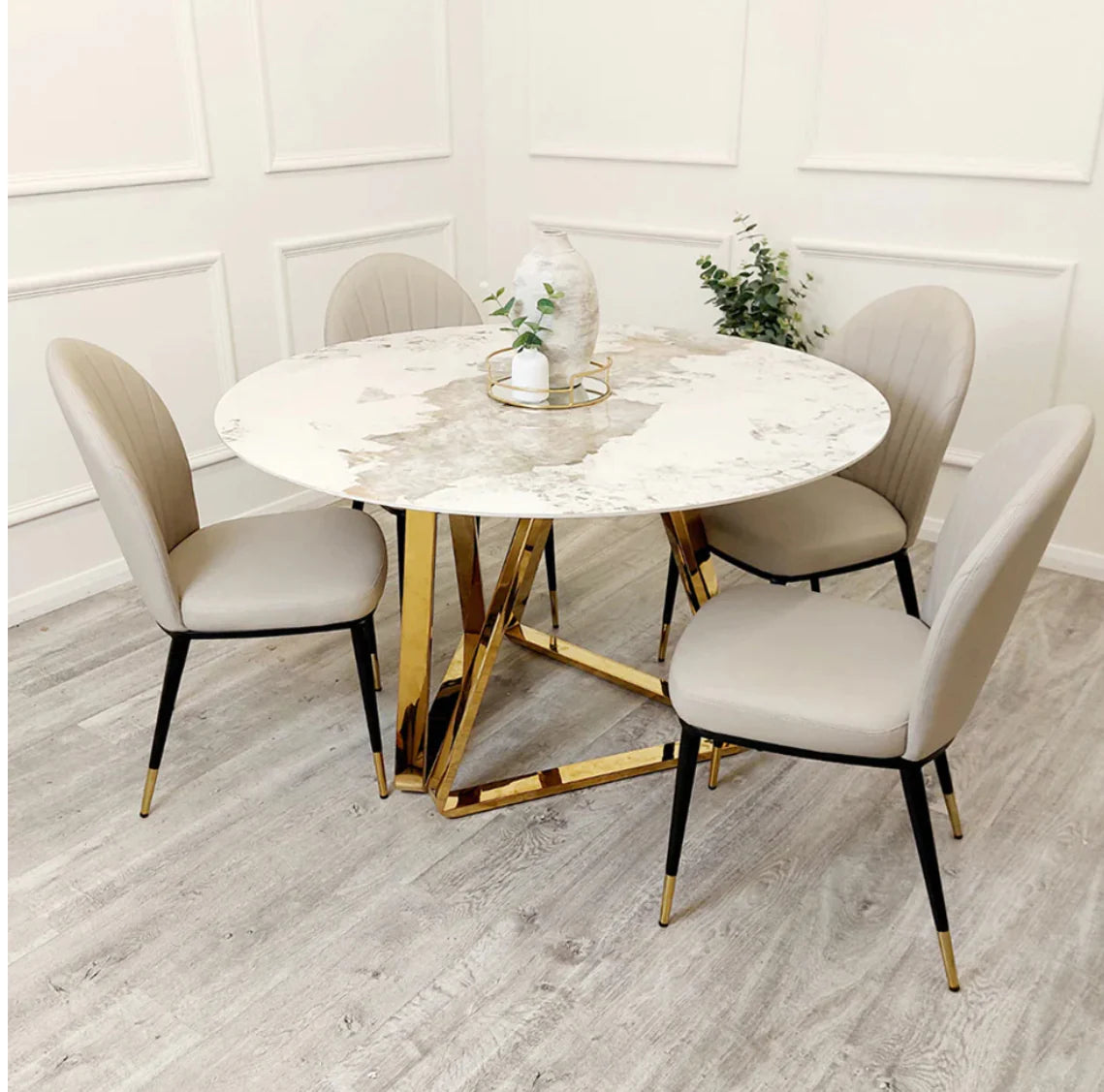 Nero Gold 1.3 Round Dining Table With Sintered Stone Top