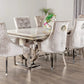 Ariana Marble Dining Table Light Grey + Jessica Dining Chairs Ring Knocker Light Grey