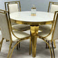 Round Dining Table Marble Cream & Gold + Windsor Dining Chair Cream & Gold