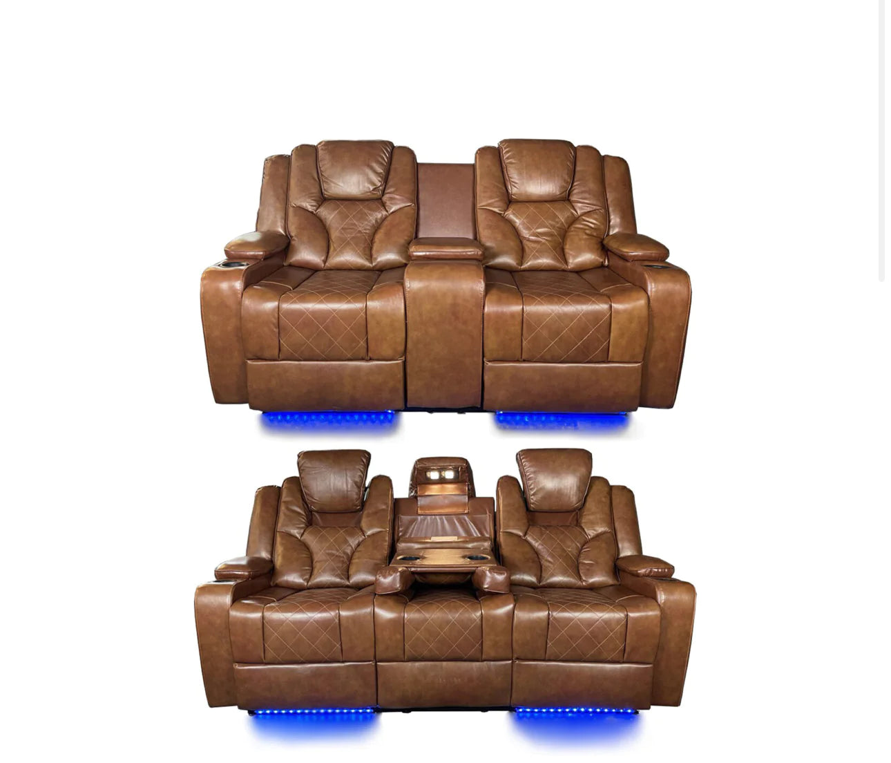 AMSTERDAM 3+2 TOP GENUINE LEATHER ELECTRIC LED RECLINING SOFA