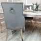 Ariana Marble Dining Table Light Grey + Jessica Dining Chairs Ring Knocker Light Grey