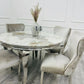 130cm Round Dining Table Pandora + Mink Dining Chairs Lion Knocker