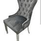 Ariana Marble Dining Table Light Grey + Jessica Dining Chairs Ring Knocker Light Grey