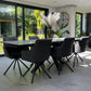 Phoenix 160-240cm White Ceramic Marble Extending Table + Grey Velvet Swivel Dining Chairs